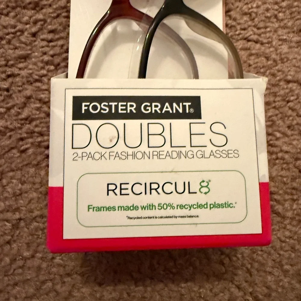 2 Pack Foster Grant Reading Glasses +2.50 Fashion Doubles Spring Hinges Case Inc